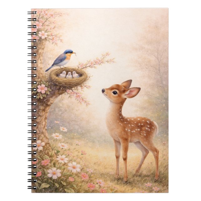 Carnet Cute Deer Bird Nest Aesthetic Notebook |  (Devant)