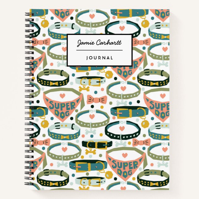 Carnet Cute Designer Dog Collar personnalisable (Devant)