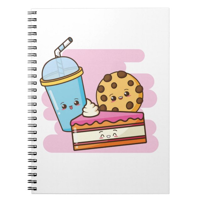 Carnet Cute Dessert Trio - Gâteau, biscuit et boisson (Devant)