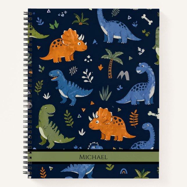 Carnet Cute Dinosaur Pattern Colorful  (Devant)