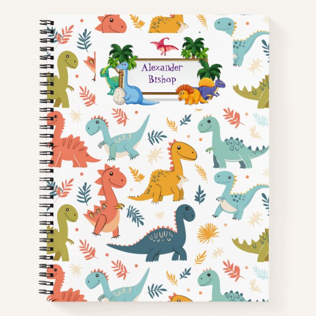 Carnet Cute Dinosaur Personnalisé (Devant)