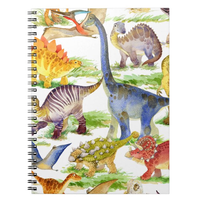 Carnet Cute Dinosaures Aquarelle Art sans fil (Devant)