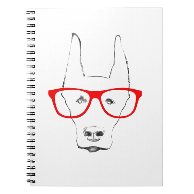 Carnet Cute Doberman Pinscher Dog Face w Spectacle Esquis (Devant)