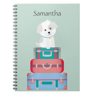 Carnet Cute Dog Sat sur les valises Personnalisé