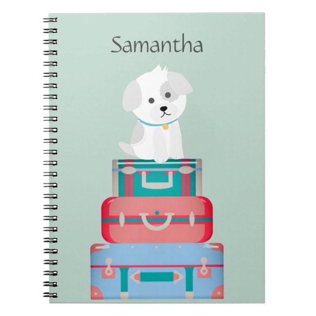 Carnet Cute Dog Sat sur les valises Personnalisé (Devant)
