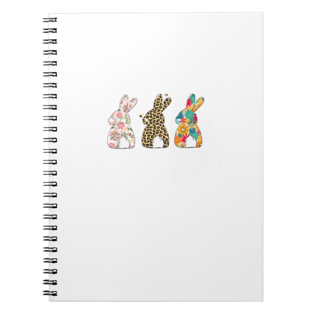 Carnet Cute Easter Bunnies Leopard Bunny and Flower Bunni (Devant)