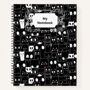 Carnet Cute Éffrayant Halloween noir blanc dessin animé a