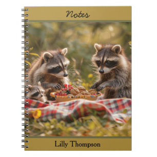 Carnet Cute famille raccoon avec pique-nique