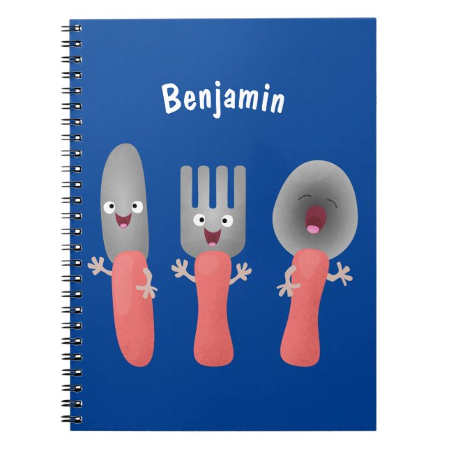 Carnet Cute fourche couteau et cuillère dessin de couvert (Devant)