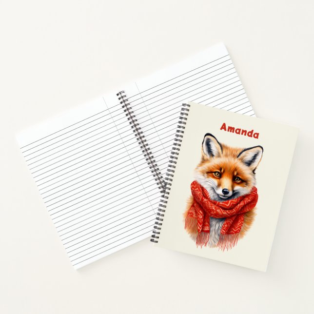 Carnet Cute Fox in a Red Scarf Autumn Image (Intérieur)