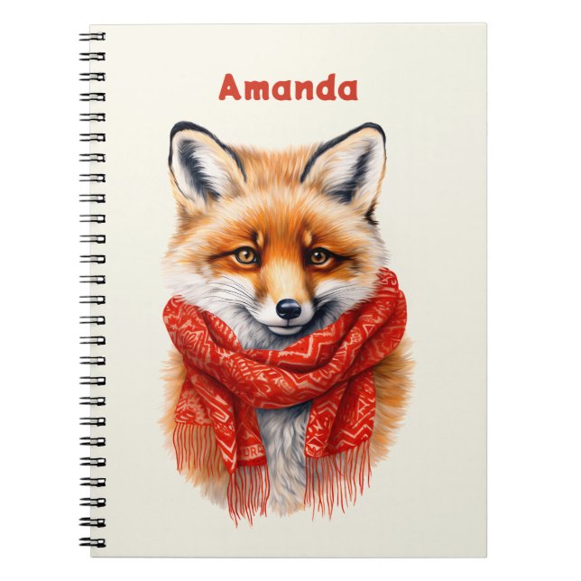 Carnet Cute Fox in a Red Scarf Autumn Image (Devant)