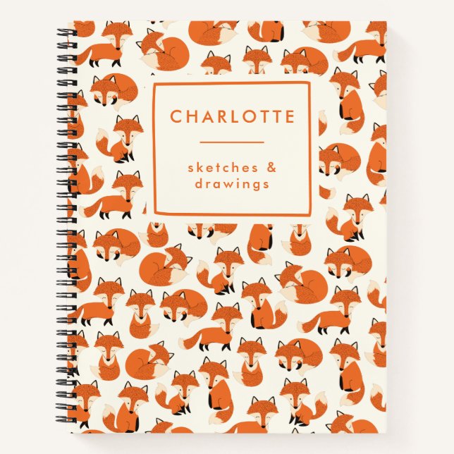 Carnet Cute Fox Woodland Forest Nom du Motif Sketchbook (Devant)