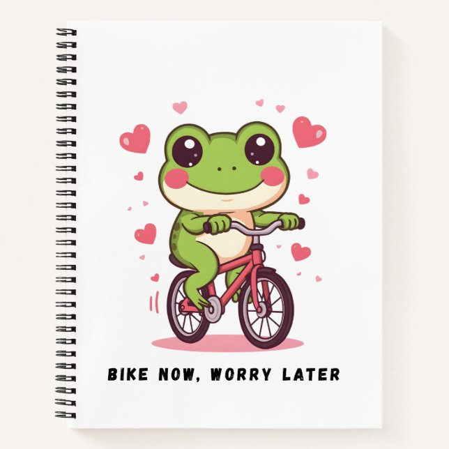 Carnet Cute Frog Riding Bicycle | Funny Frog Lover Gift (Devant)
