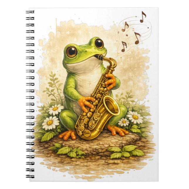 Carnet Cute Frog Saxophone Spiral Notebook (Devant)