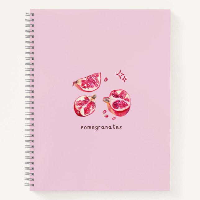 Carnet Cute fruit aesthetic pomegranate pink  (Devant)
