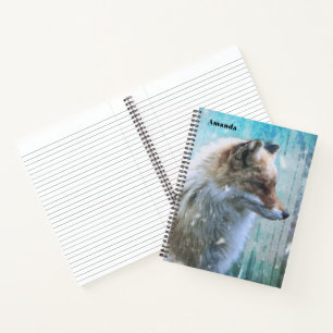Carnet Cute Furry Fox sur Blue Grunge Arrière - plan