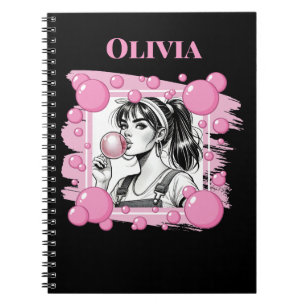 Carnet Cute Girl & PBubble, Comic Fun, Black & White Cust