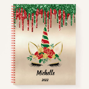 Carnet Cute Girl Unicorn cadeau de Noël Sketchbook Noteb