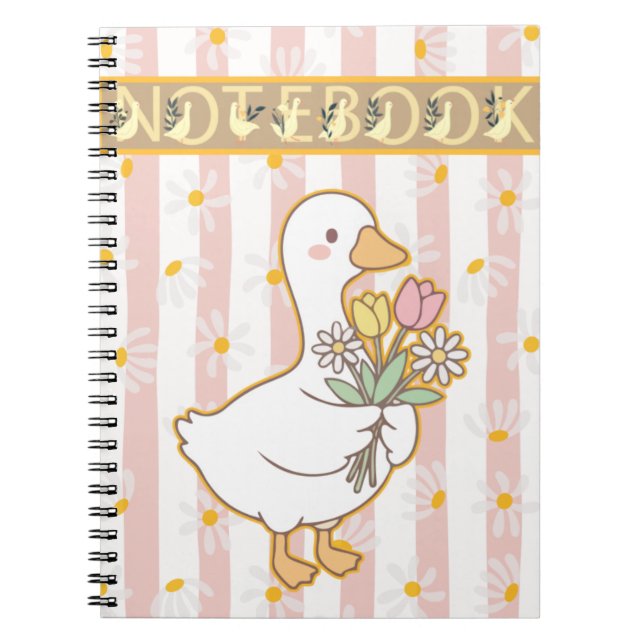 Carnet Cute Goose Floral Pink Spiral Notebook (Devant)