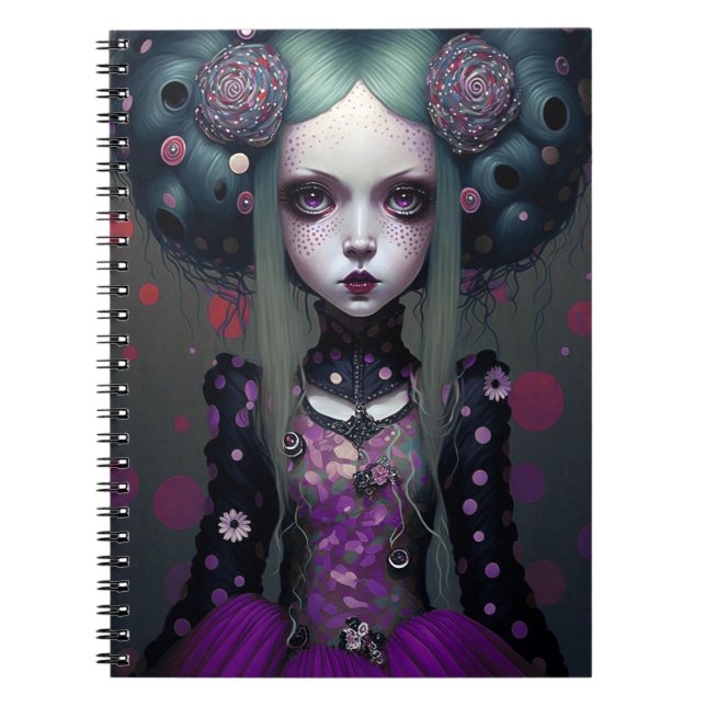 Carnet Cute Goth Girl Purple Black Imaginaire Art (Devant)