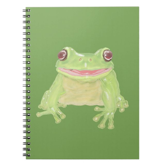 Carnet Cute Green Tree Frog - transparent.  (Devant)