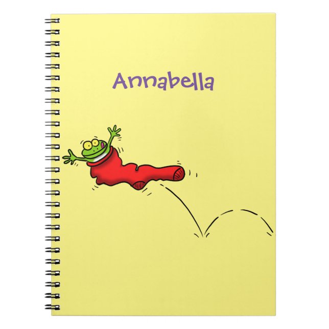Carnet Cute grenouille dans une chaussette rouge saut de  (Devant)