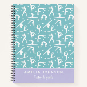 Carnet Cute Gymnaste Turquoise Nom personnalisé Moderne