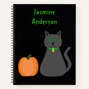 Carnet Cute Halloween Chat et Citrouille Personnalisé