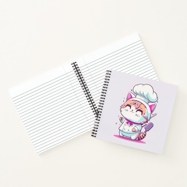 Carnet Cute Happy Baker Pâtisserie Chef Chat Kitten | (Intérieur)