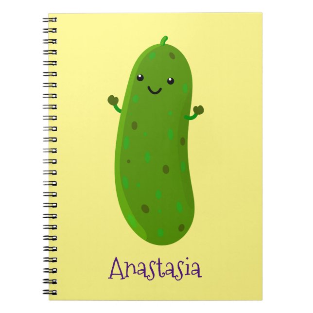 Carnet Cute happy pickle cartoon illustration (Devant)
