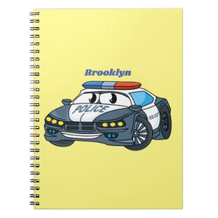 Carnet Cute happy police car cartoon illustration