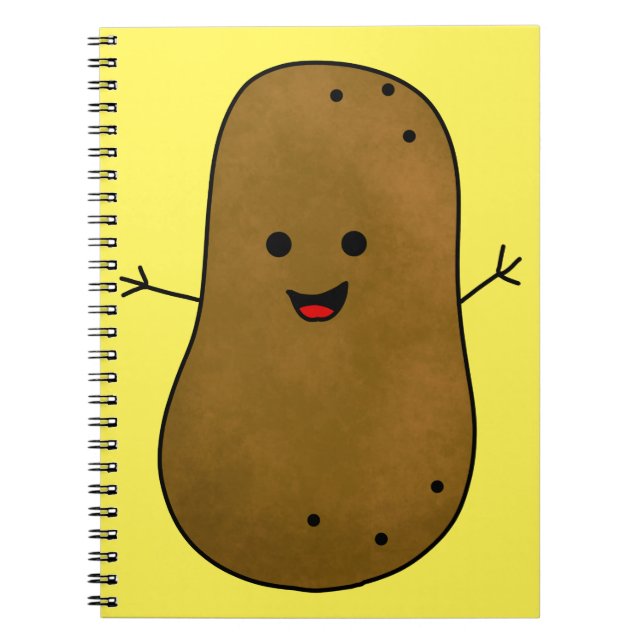 Carnet Cute Happy Potato, Arrière - plan Jaune (Devant)