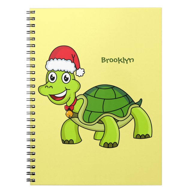 Carnet Cute happy tortoise wearing Santa hat (Devant)
