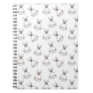 Carnet Cute Happy White Easter Bunny Pattern