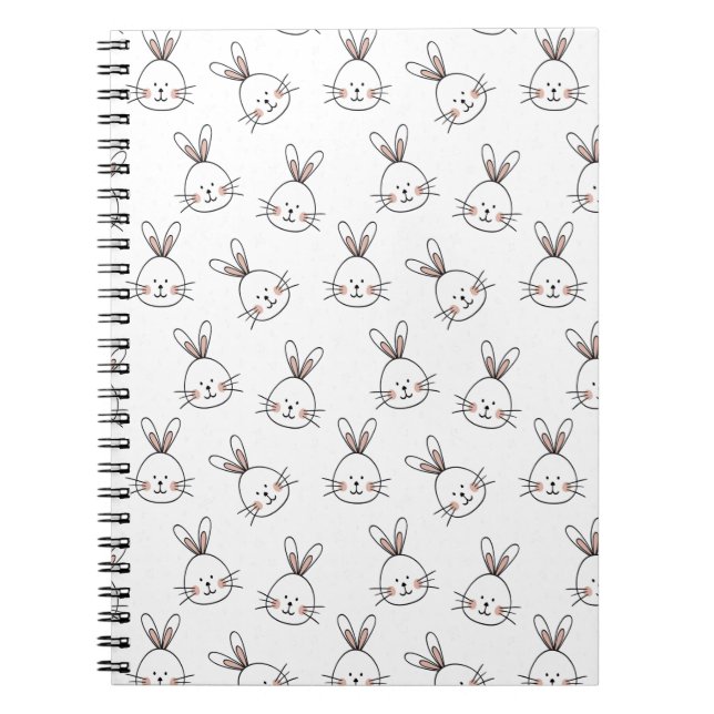Carnet Cute Happy White Easter Bunny Pattern (Devant)