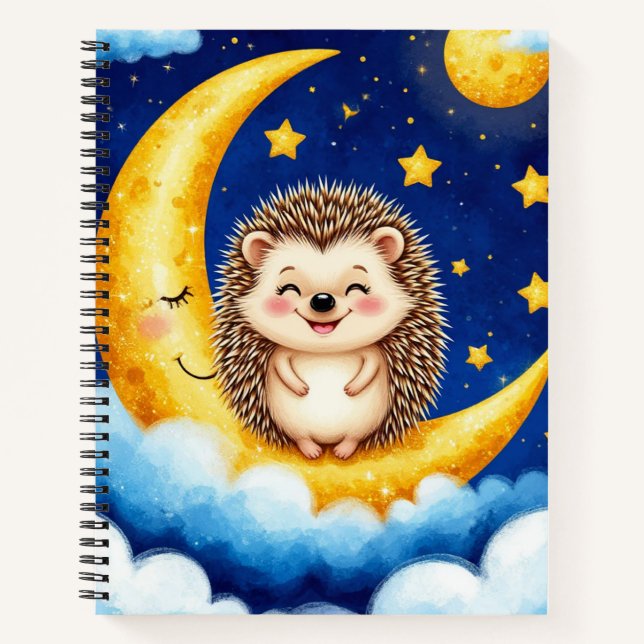 Carnet Cute Hedgehog Golden Crescent Moon 🌙  (Devant)
