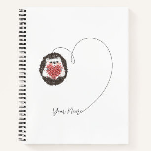 Carnet Cute Hérisson Coeur Noir Blanc