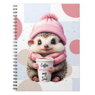 Carnet Cute Hérisson en Casquette rose et l'Écharpe aime