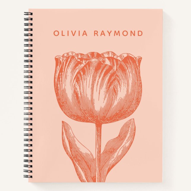 Carnet Cute Hollandaise Tulipe Floral Dessin rose Orange  (Devant)
