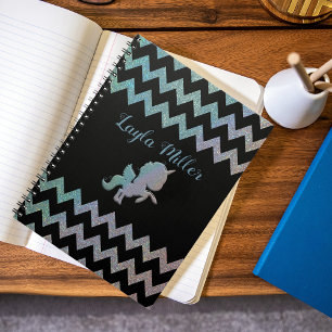 Carnet Cute Iridescente Glittery Unicorn Zigzag personnal