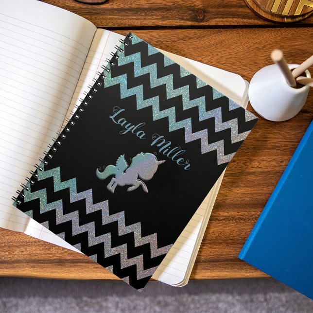 Carnet Cute Iridescente Glittery Unicorn Zigzag personnal (Créateur téléchargé)