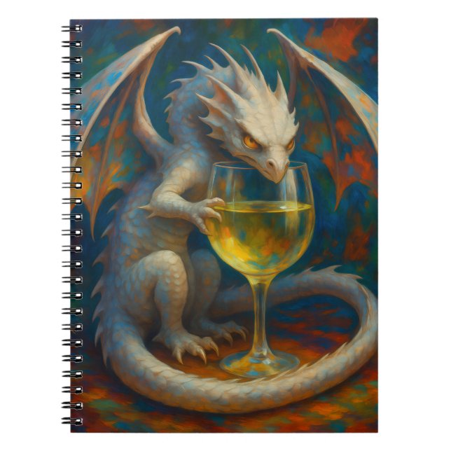 Carnet Cute Ivory Dragon & White Wine Fantasy Art (Devant)
