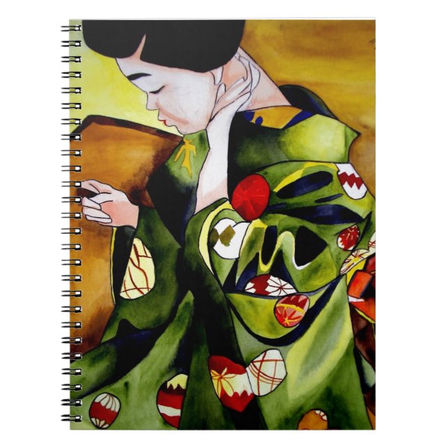 Carnet Cute japonais Geisha aquarelle originale (Devant)