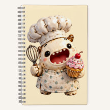 Cute Kawaii 3D Clay Monster Chef Baking Cupcake No