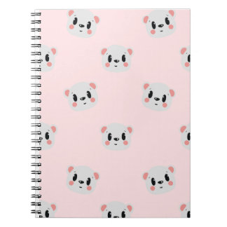 Carnet Cute Kawaii Bear Face Pattern on Pastel Pink