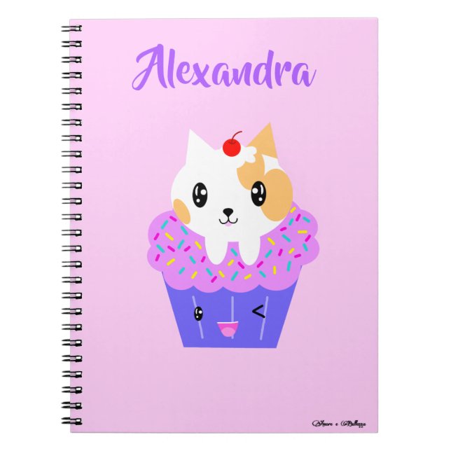 Carnet Cute Kawaii Calico Cat Cupcake (Devant)