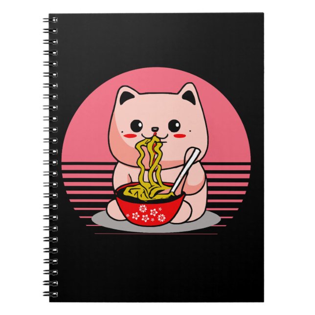 Carnet Cute Kawaii chat ramen (Devant)
