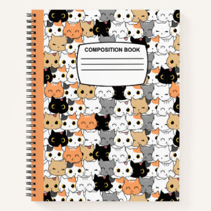 Carnet Cute Kawaii chats Composition spirale