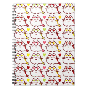 Carnet Cute Kawaii Chats et Coeurs Motif