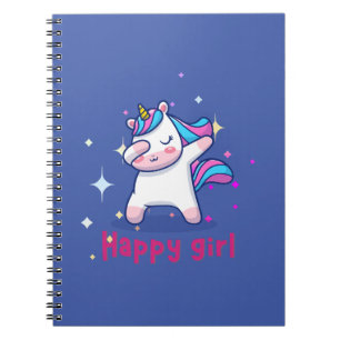 Carnet Cute Kawaii Colorful Rainbow Unicorn Happy Girl